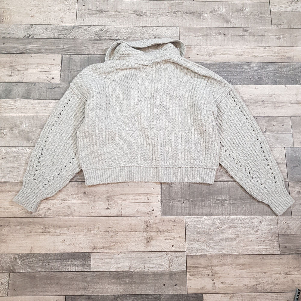 Free People Jackson Chunky Knit Cardigan Cardi Large UK 16 Grey Toggle BN - Picture 2 of 12